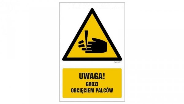 ZNAK - GF033 Uwaga- niebezpieczeństwo obcięcia palców 50 x 75 cm FS - Folia samoprzylepna foto.