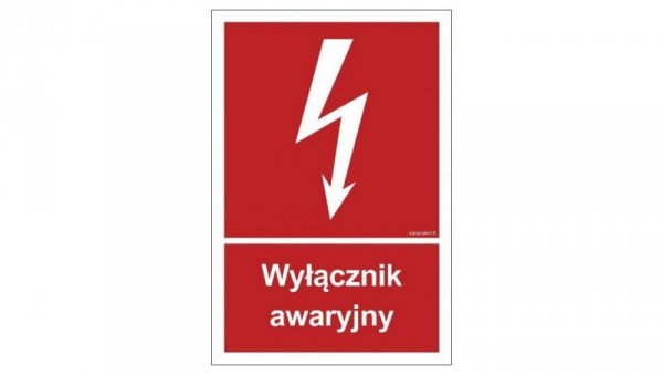 ZNAK - BC034 Wyłacznik awaryjny 25 x 37 cm TS - Płyta TD foto.