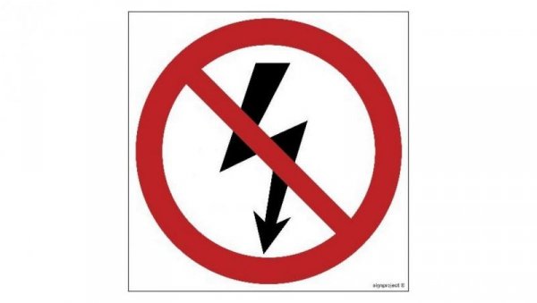 ZNAK - GB005 Nie załączać urządzeń elektrycznych 35 x 35 cm PS - Płyta 1mm foto.