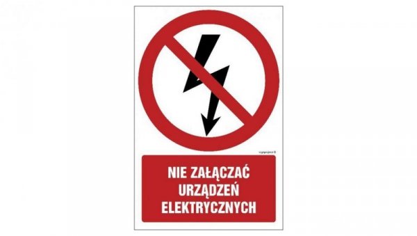 ZNAK - GC019 Nie załączać urządzeń elektrycznych 25 x 37,5 cm FS - Folia samoprzylepna foto.