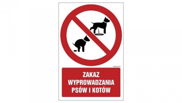 ZNAK - GC073 Zakaz wprowadzania psów i kotów 50 x 75 cm KN - Folia podłogowa