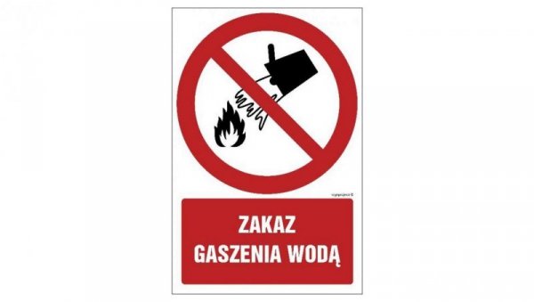 ZNAK - GC090 Zakaz gaszenia wodą 50 x 75 cm KN - Folia podłogowa