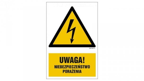 ZNAK - HA019 Uwaga niebezpieczeństwo porażenia 10 x 15 cm FN - Folia samoprzylepna