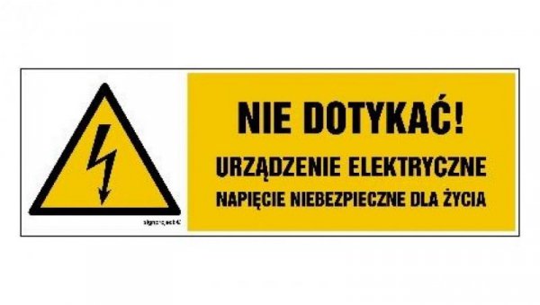 ZNAK - HB022 Nie dotykać urządzenie elektryczne napięcie niebezpieczne dla życia 20 x 6,7 cm PN - Płyta 1mm