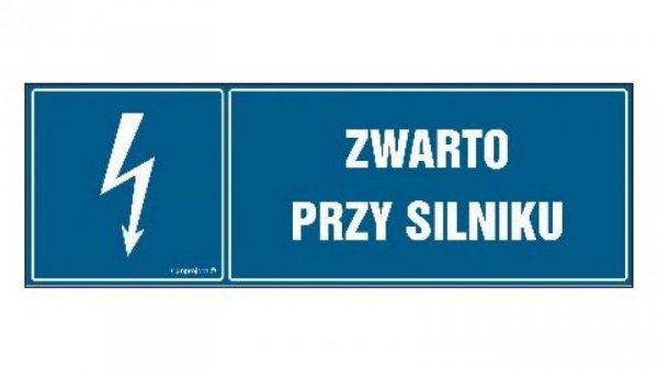 ZNAK - HH051 Zwarto przy silniku 15 x 5 cm FN - Folia samoprzylepna