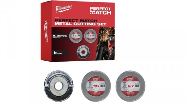 Zestaw tarcz PRO+ 125x1,0mm do cięcia metalu 20szt + nakrętka Fixtec MILWAUKEE PERFECT MATCH