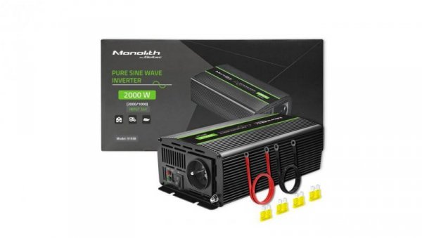 Qoltec Przetwornica napięcia Monolith 1000W 2000W 24V na 230V Czysty Sinus