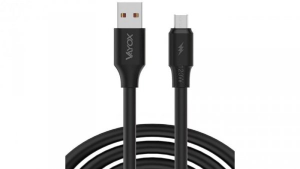 Kabel USB - microUSB 120W 3A 1m fast line czarny VA0107 Vayox