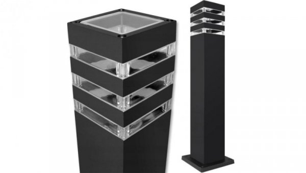 Lampa Ogrodowa Zewnętrzna E27 CZARNA SŁUPEK Kwadratowy 60cm