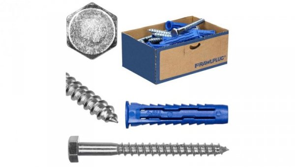 Kołki rozporowe uniwersalne 4ALL 12x60 z wkrętem z łbem sześciokątnym 8x80 10szt. RAWLPLUG
