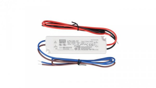 Zasilacz hermetyczny IP67 do oświetlenia LED 12V 1,67A 20W wodoodporny LPV Mean Well