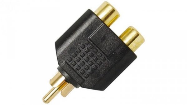 Przejście Adapter Audio do Subwoofera 1x RCA Cinch (wtyk) / 2x RCA Cinch (gniazdo) pozłacany czarny