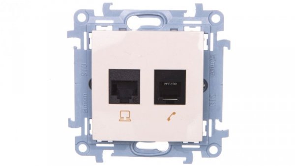 Simon 10 Gniazdo RJ45 kat 6 + gniazdo telefoniczne RJ12 kremowe C6T.01/41