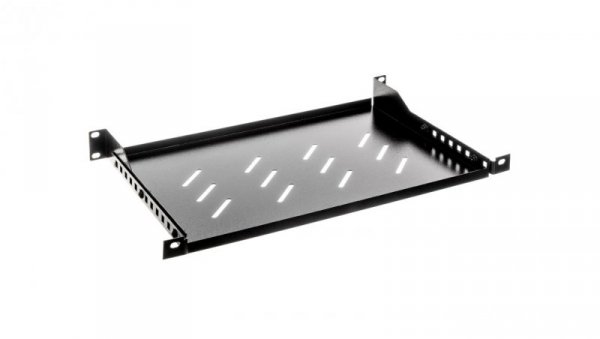 Półka do szaf 19 600mm czarna LANBERG (1U/483x300mm udźwig do 25kg, montaż 4 punktowy) AK-1004-B