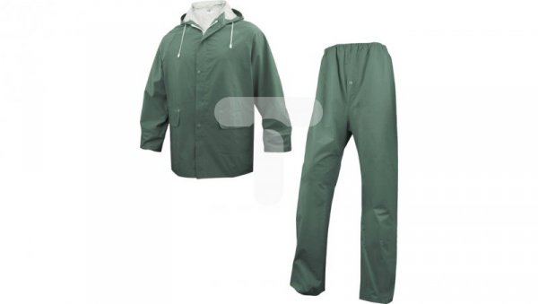 Komplet przeciwdeszczowy bluza + spodnie z poliestru obustronnie powlekanego PVC kolor zielony rozmiar L CORPEN304VEGT2