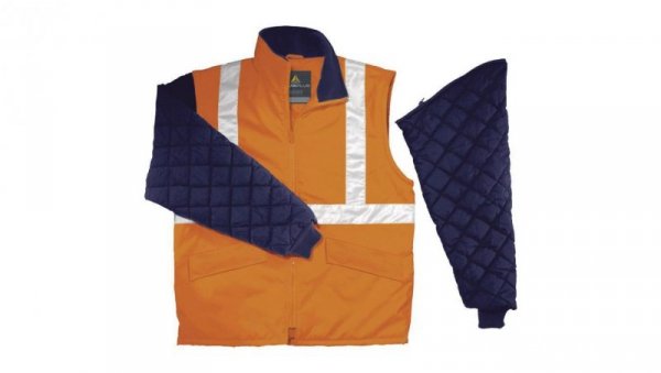 Bluza ocieplana ostrzegawcza z odpinanymi rękawami z poliestru65 bawełny35 kolor pomarańczowy fluo rozmiar XL CORP FREEWHVORXG
