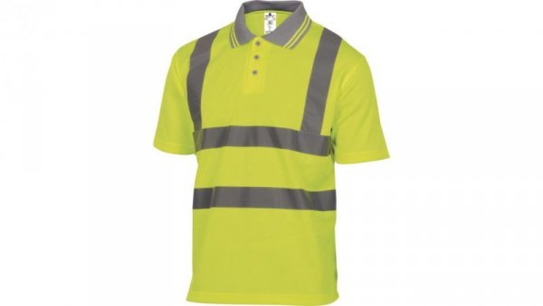Polo ostrzegawcze z krótkimi rękawami z poliestru kołnierz zapinany na guziki 160 g/m2 kolor żółty fluo rozmiar XL OFFSHJAXG