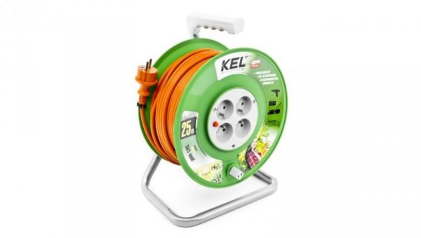 Przedłużacz bębnowy STANDARD LINE 25m H05VV-F 3x1 4xGS /+ termik/ 10A pomarańczowy