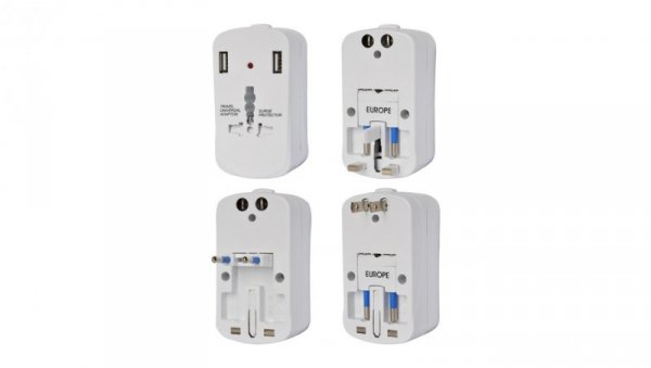 Zasilacz Uniwersalny z Zabezpieczeniem, Podwójny Blister 2x USB 2A 8704