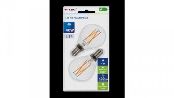 Żarówka Dekoracyjna LED FILAMENT VT-2184 4W E14 P45 2700K 400lm A+ 300st. 7366