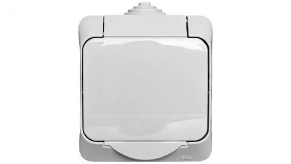 Cedar Plus Gniazdo hermetyczne z/u z klapką i przesłonami 16A IP44 szare WDE000640
