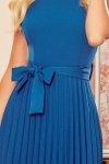 LILA Plisowana sukienka z krótkim rękawkiem - kolor Morski - 7