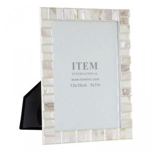 Ramka na Zdjęcia DKD Home Decor Biały Metal Masa perłowa
