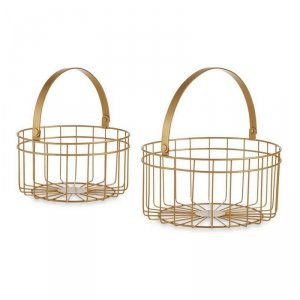 Koszyk wielozadaniowy Gift Decor JY19150G Złoto Złoty Metal 25 x 27 x 25 cm 2 Części
