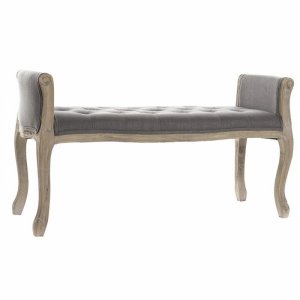 Taboret DKD Home Decor   Naturalny Ciemny szary Drewno kauczukowe Płótno 109 x 44,5 x 60 cm