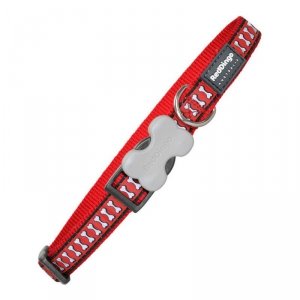 Obroża dla psa Red Dingo Odblaskowy Kości Czerwony (1,5 x 24-36 cm)