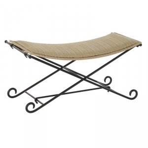 Taboret DKD Home Decor   Czarny Metal Jasnobrązowy Rattan (94 x 49 x 44 cm)