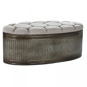 Taboret DKD Home Decor   Beżowy Metal Poliester Ceimnobrązowy (121 x 44 x 47,5 cm)
