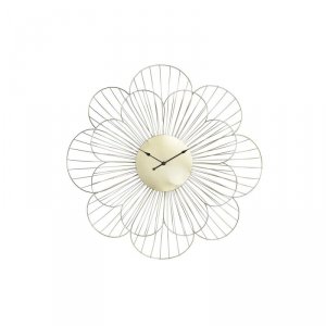 Zegar Ścienny DKD Home Decor Kwiat Złoty Metal (57 x 4 x 57 cm)