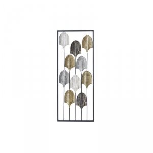 Dekoracja ścienna DKD Home Decor Czarny Metal Wielokolorowy Nowoczesny Liść roślin (35 x 2 x 90 cm)