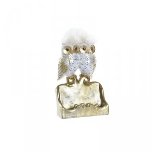 Figurka Dekoracyjna DKD Home Decor Biały Złoty Sowy 10 x 8 x 7 cm