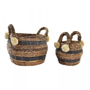 zestaw koszyków DKD Home Decor Kolonialny Włókno (31 x 31 x 33 cm)