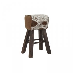 Taboret DKD Home Decor Biały Brązowy Czarny Skóra Drewno 50 x 35 x 75 cm