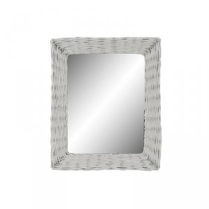 Lustro ścienne DKD Home Decor Biały Cottage Pleciony 53,5 x 4 x 62,5 cm