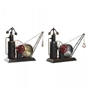 Stolné hodiny DKD Home Decor Złoty Srebrzysty Żelazo Vintage 40,5 x 15 x 32,5 cm (2 Sztuk)