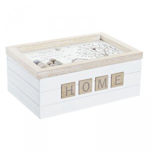Pudełko ozdobne DKD Home Decor Biały Naturalny Drewno MDF