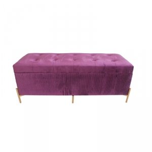 Foot-of-bed Bench DKD Home Decor Złoty Purpura Drewno MDF 115 x 43 x 46 cm