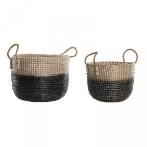 zestaw koszyków DKD Home Decor Naturalny Szary Trawa morska (41 x 25 x 42 cm) (2 Części)