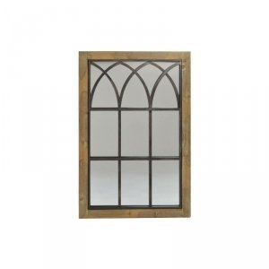 Lustro ścienne DKD Home Decor Brązowy Czarny Naturalny Okno 60 x 3 x 95 cm