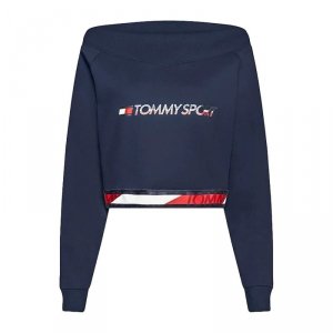 Bluza bez kaptura Damska Tommy Hilfiger Crop V Neck Ciemnoniebieski