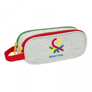 Piórnik Podwójny Benetton Pop Szary (21 x 8 x 6 cm)