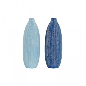Wazon DKD Home Decor Niebieski Błękitne niebo Granatowy Dolomite Śródziemnomorski Wykończenie antyczne 11 x 11 x 36 cm (2 Sztuk)