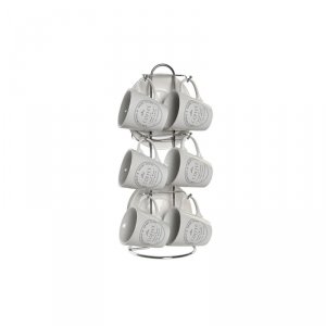 Zestaw filiżanek i talerzyków DKD Home Decor Biały Metal Kamionka 90 ml 8 x 6 x 6 cm 11 x 11 x 2 cm