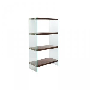 Regał DKD Home Decor Ceimnobrązowy Szkło Orzech Drewno MDF 80 x 40 x 150 cm (1)