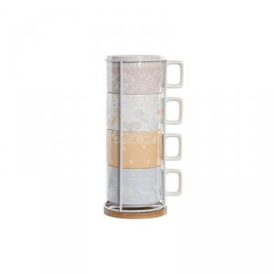 Zestaw filiżanek do kawy DKD Home Decor Żółty Niebieski Biały Czerwony Metal Bambus Dolomite 260 ml