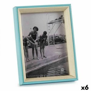 Ramka na Zdjęcia Szkło Niebieski Biały 3 x 20 x 15 cm Drewno MDF (6 Sztuk)
